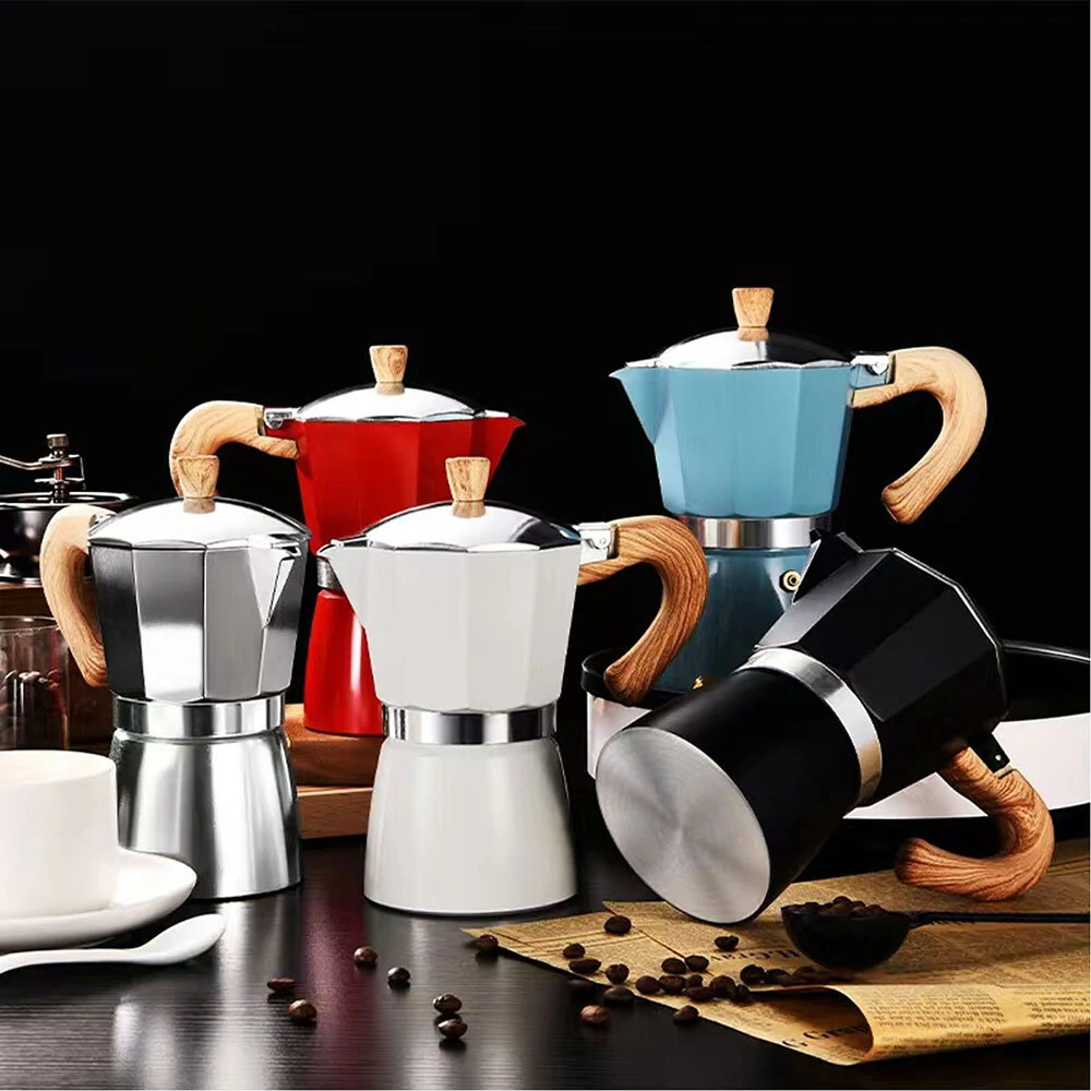 150ml / 300ml Italian Moka Pot Portable Espresso Coffee Stove Industrial Stainless Steel with Composite Bottom Scandinavian Minimalist Design (image for) 150ml / 300ml Italian Moka Pot Portable Espresso Coffee Stove Industrial Stainless Steel with Composite Bottom Scandinavian Minimalist Design